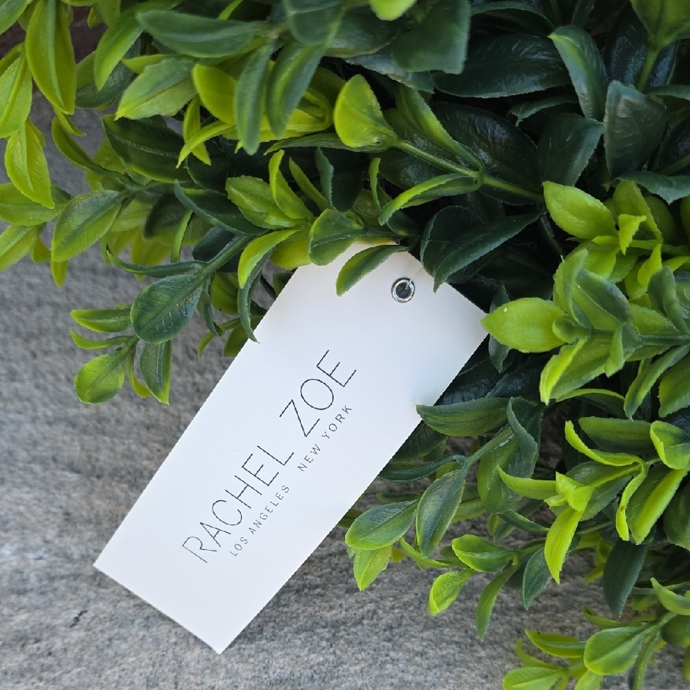 Rachel Zoe Green Wreath with Red Striped Ribbon - Picture 2 of 4